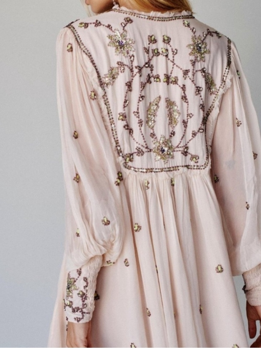 Free People Bali Golden Sun Dress - Blush Pink Mini Dress (Rosemoon) - Picture 6 of 8